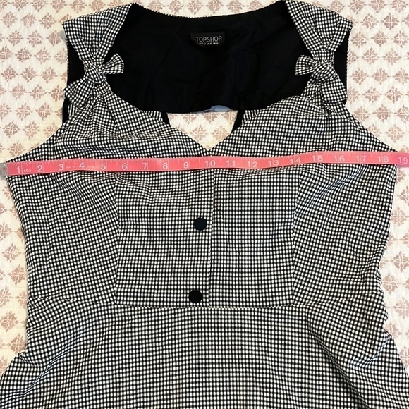 Topshop Black White Gingham Checked Skater Micro Mini Party Summer Dress Size 10 - Picture 12 of 15